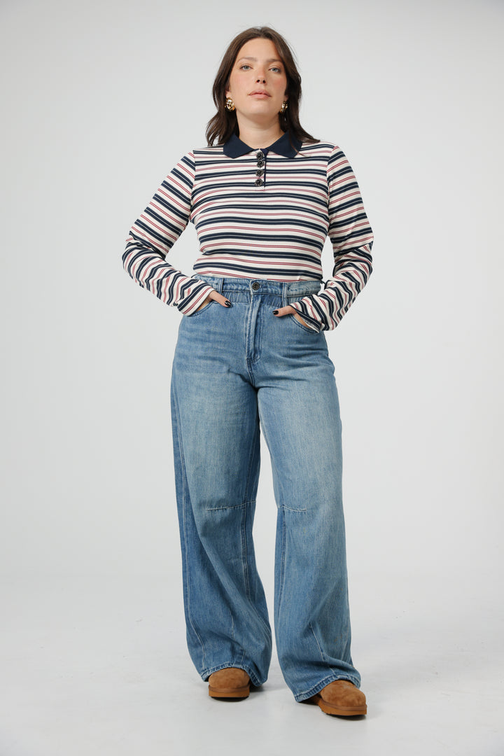 Sweeter Navy Striped Polo