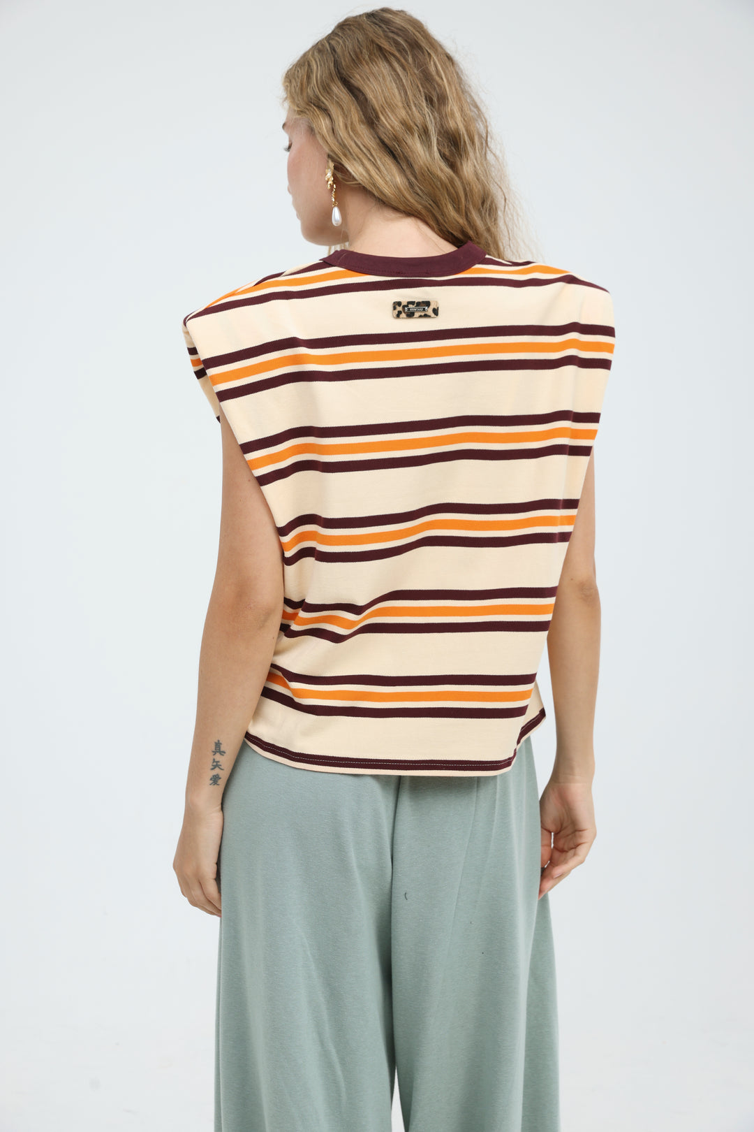 July Orange Striped Padded Tank