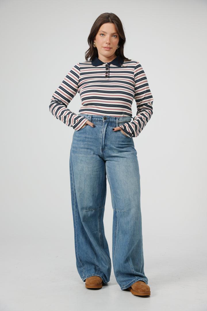 Sweeter Navy Striped Polo