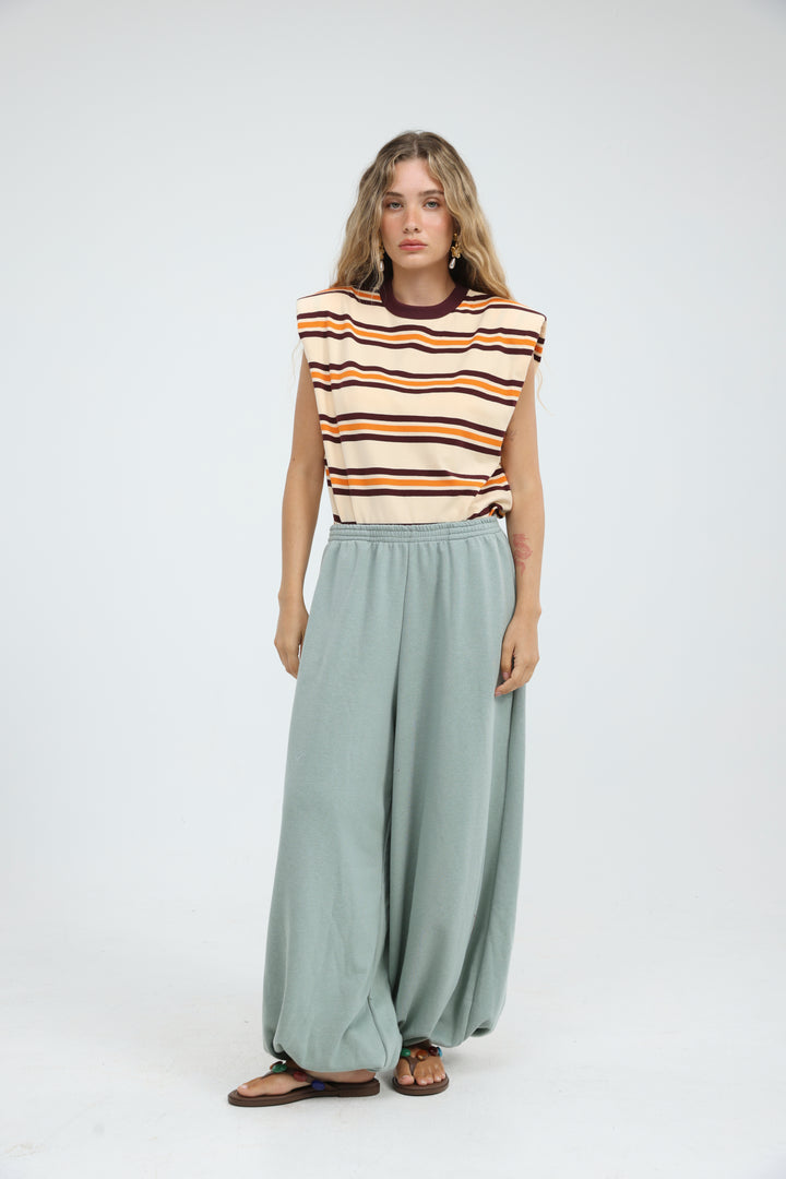 July Orange Striped Padded Tank