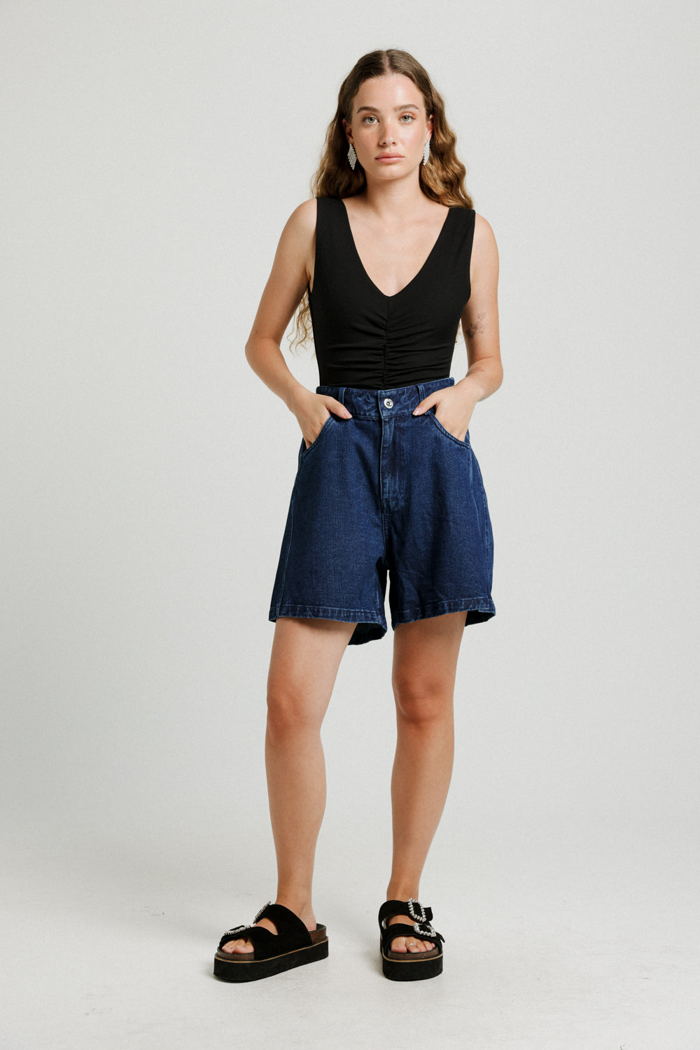 Guri Short Dark Denim Bottoms