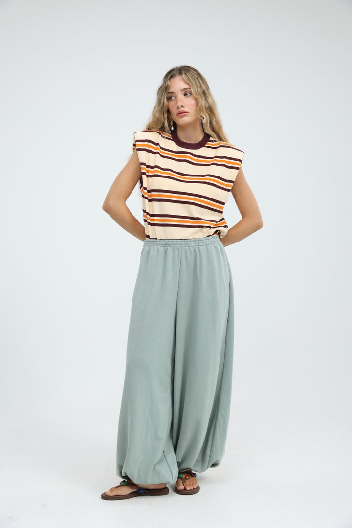 July Orange Striped Padded Tank