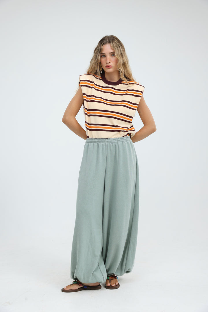 July Orange Striped Padded Tank