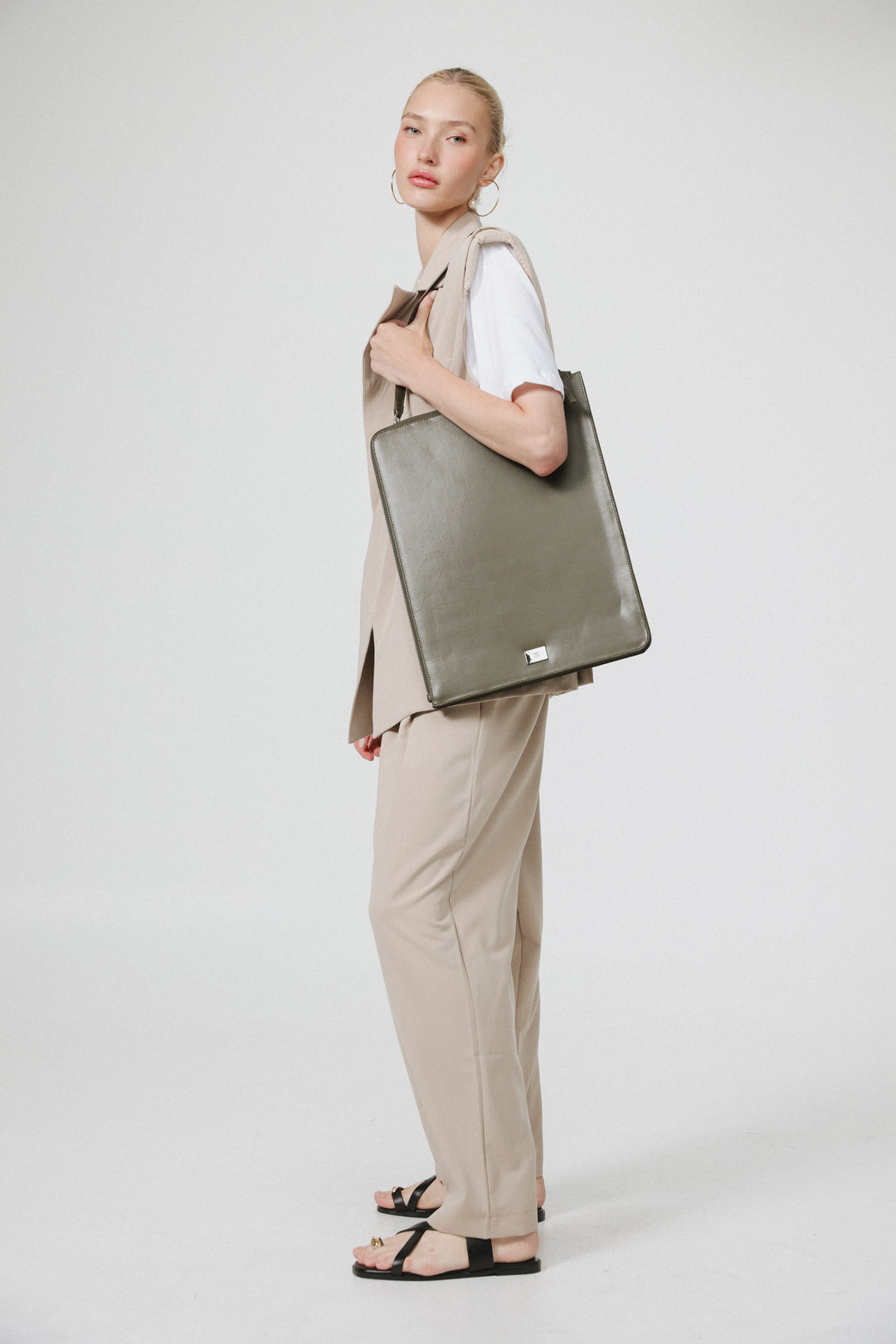 Olive Leather Laptop Bag