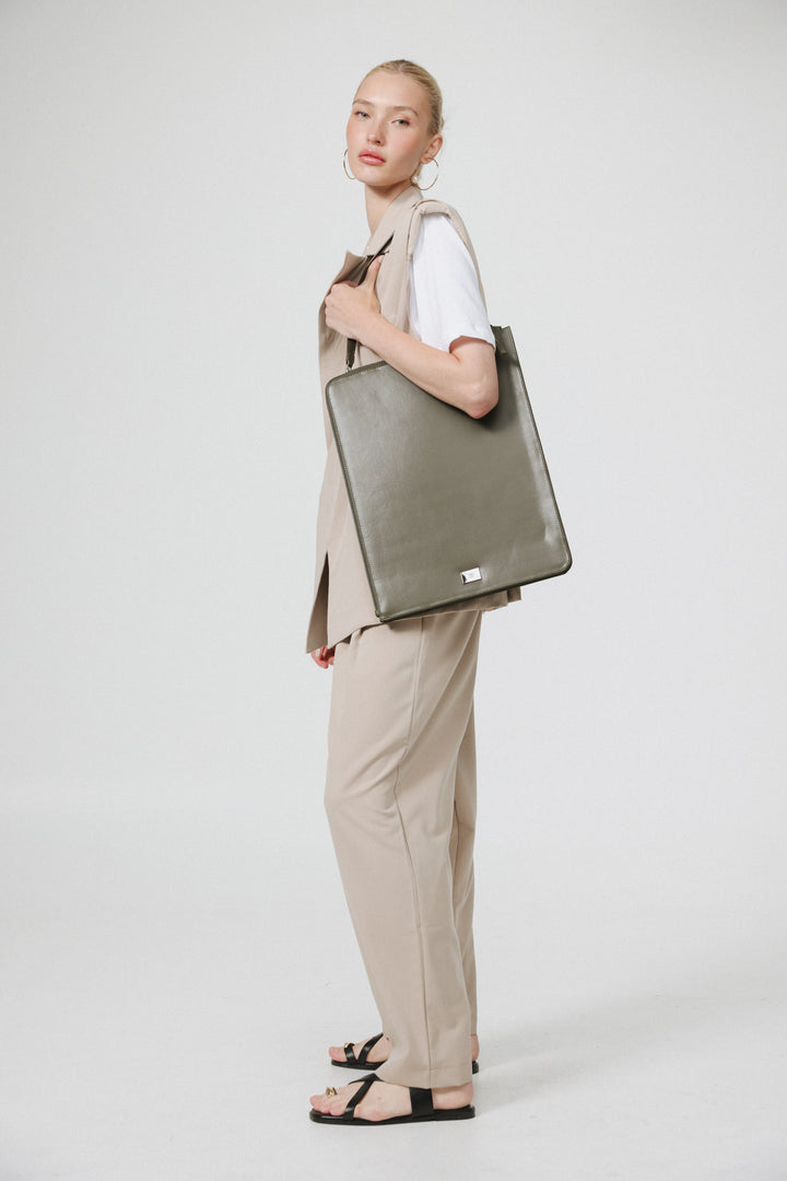 Olive Leather Laptop Bag