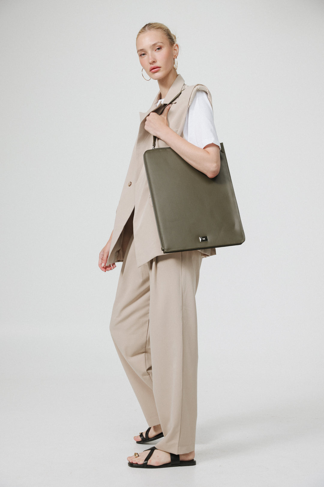 Olive Leather Laptop Bag