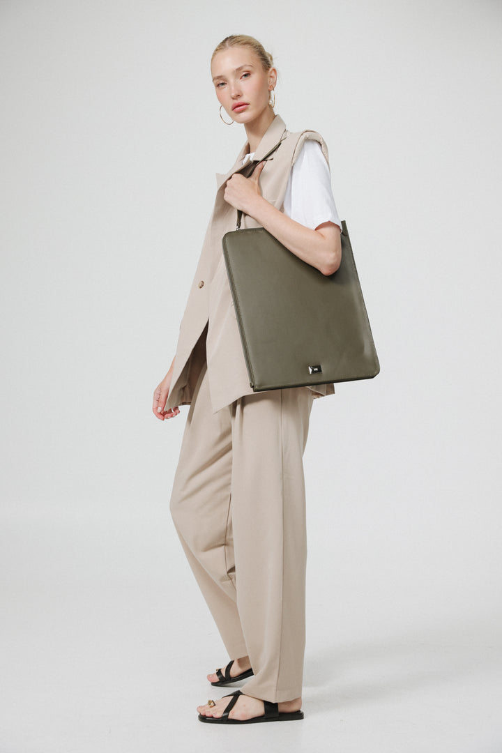 Olive Leather Laptop Bag