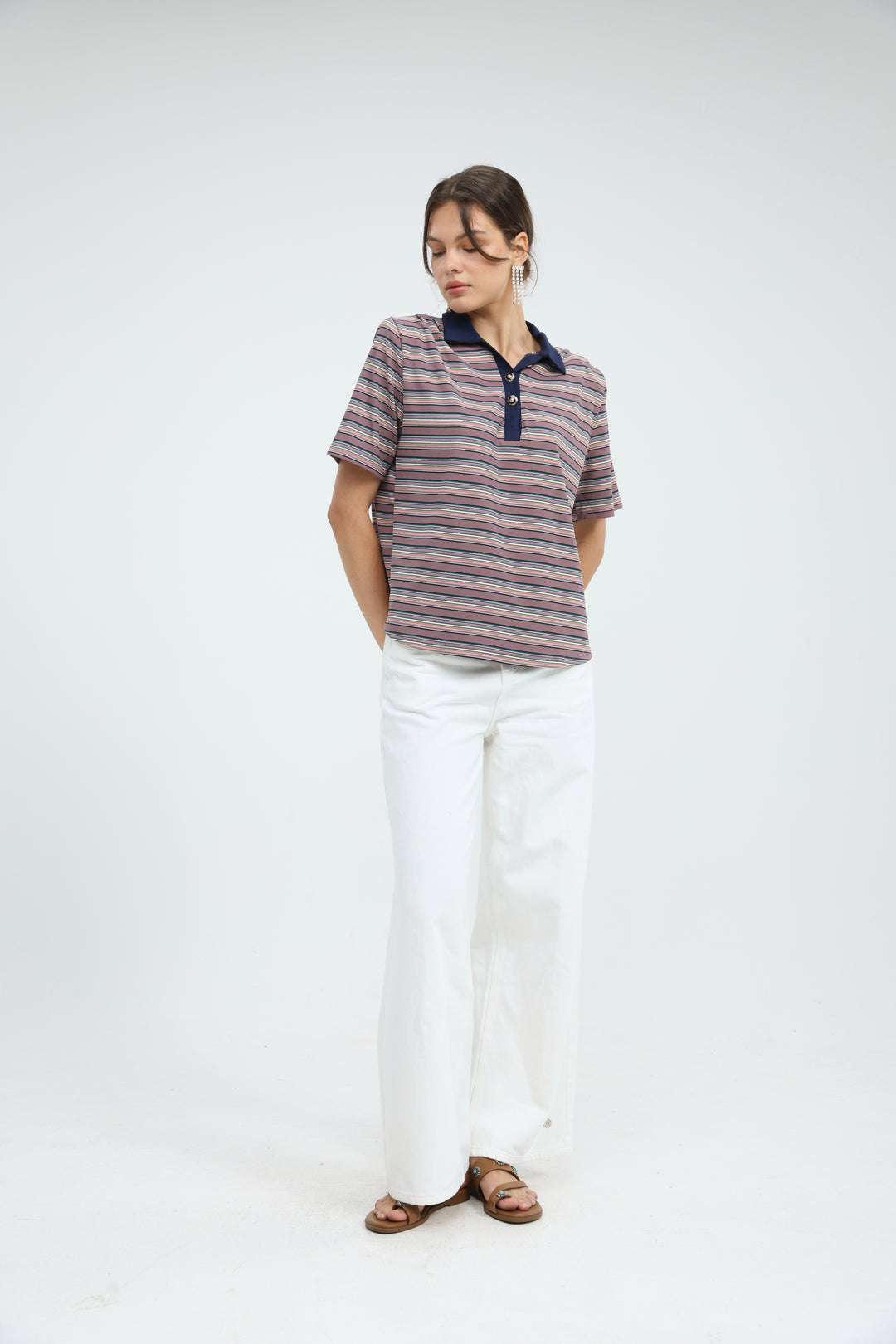 Forward Pink Striped Padded Polo