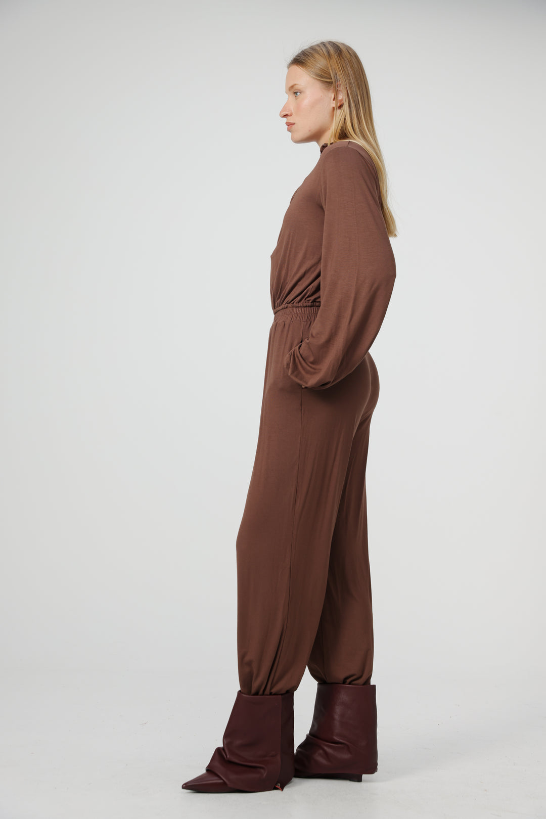 Adamon Lace Brown Jumpsuit
