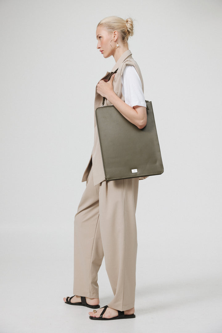 Olive Leather Laptop Bag