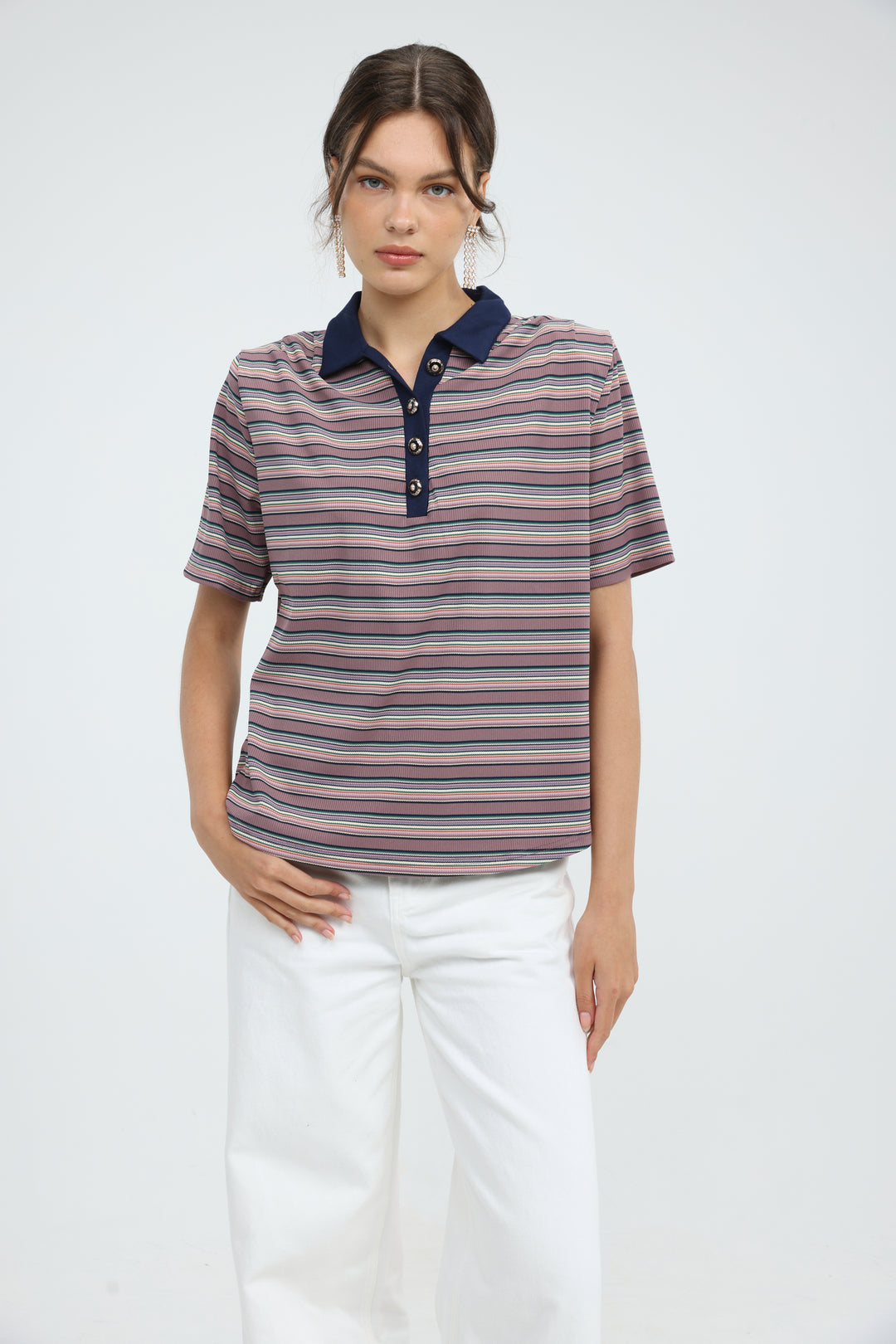 Forward Pink Striped Padded Polo