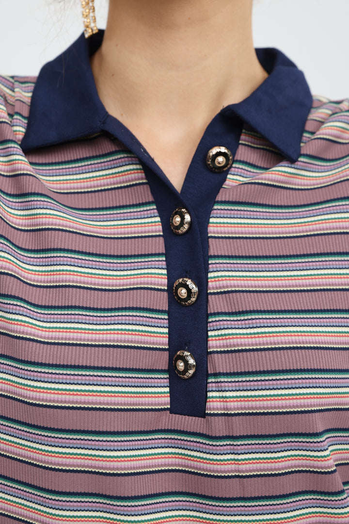 Forward Pink Striped Padded Polo