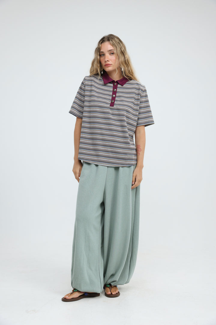 Forward Grey Striped Padded Polo