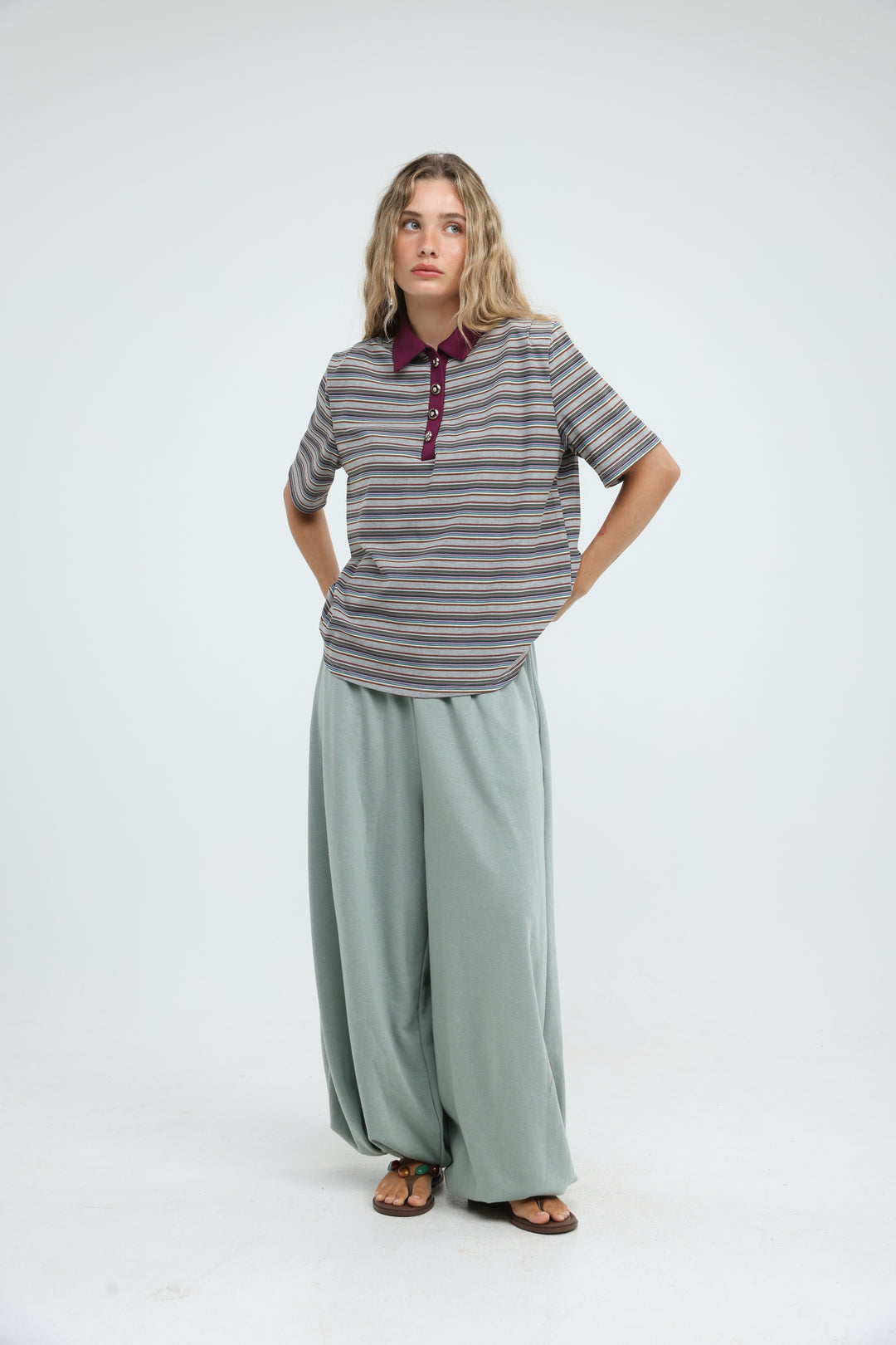 Forward Grey Striped Padded Polo
