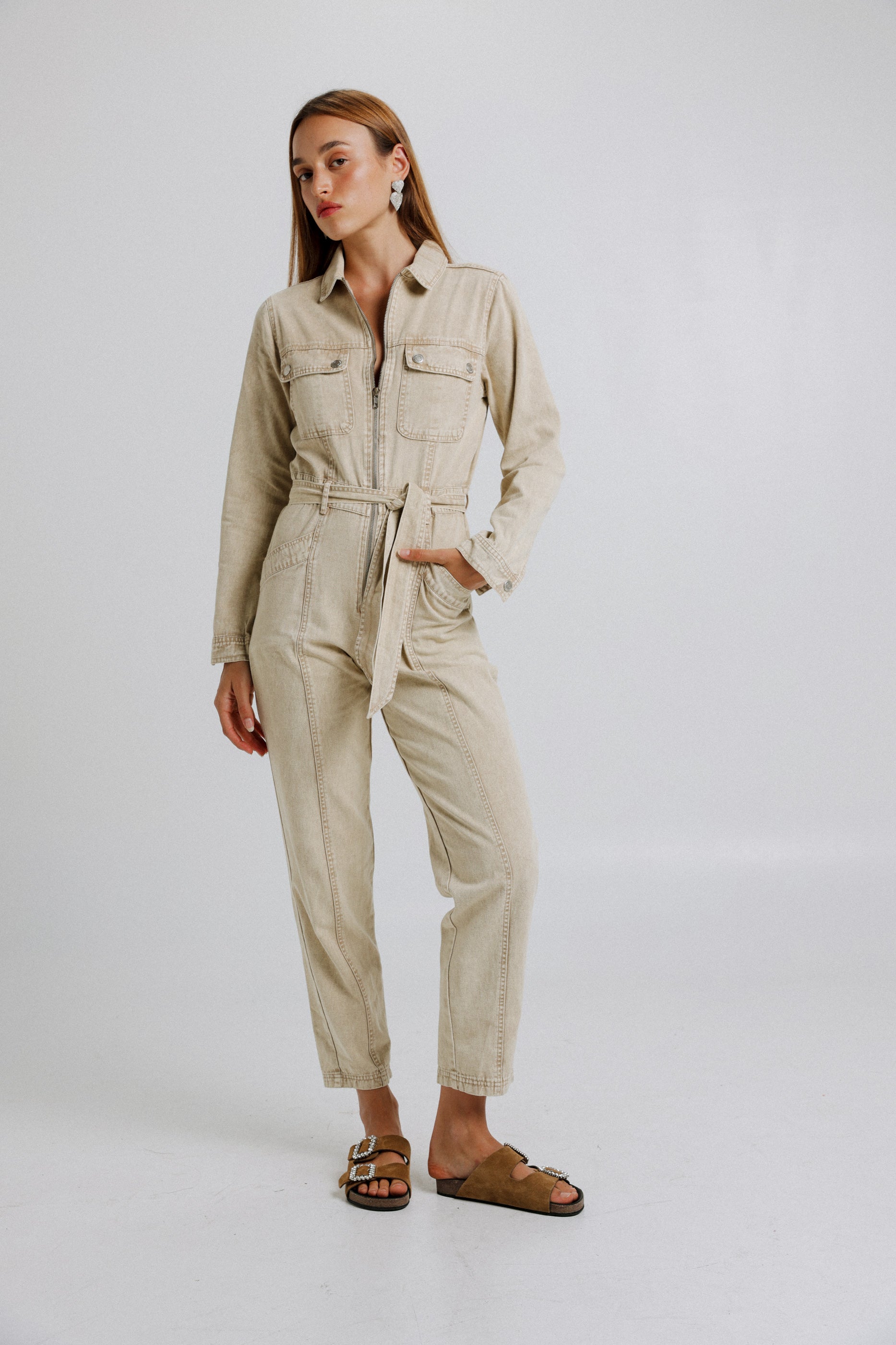 Beige denim sales playsuit