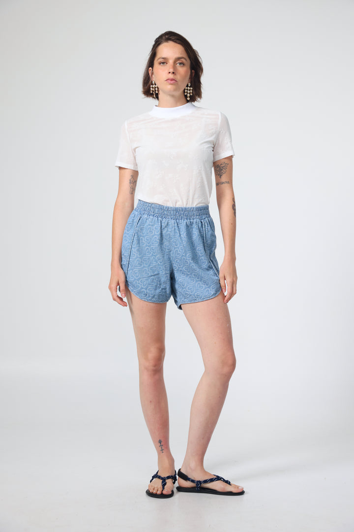 Buni's Hearts Blue Denim Shorts