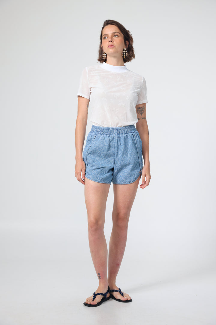 Buni's Hearts Blue Denim Shorts