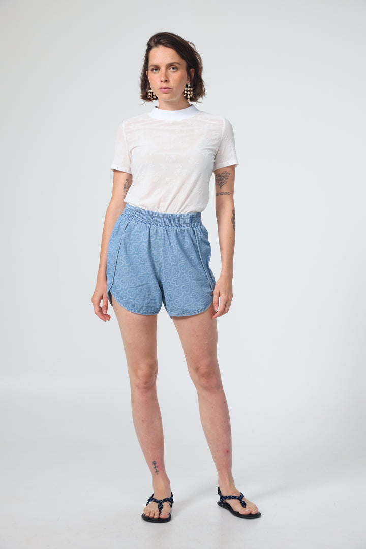 Buni's Hearts Blue Denim Shorts