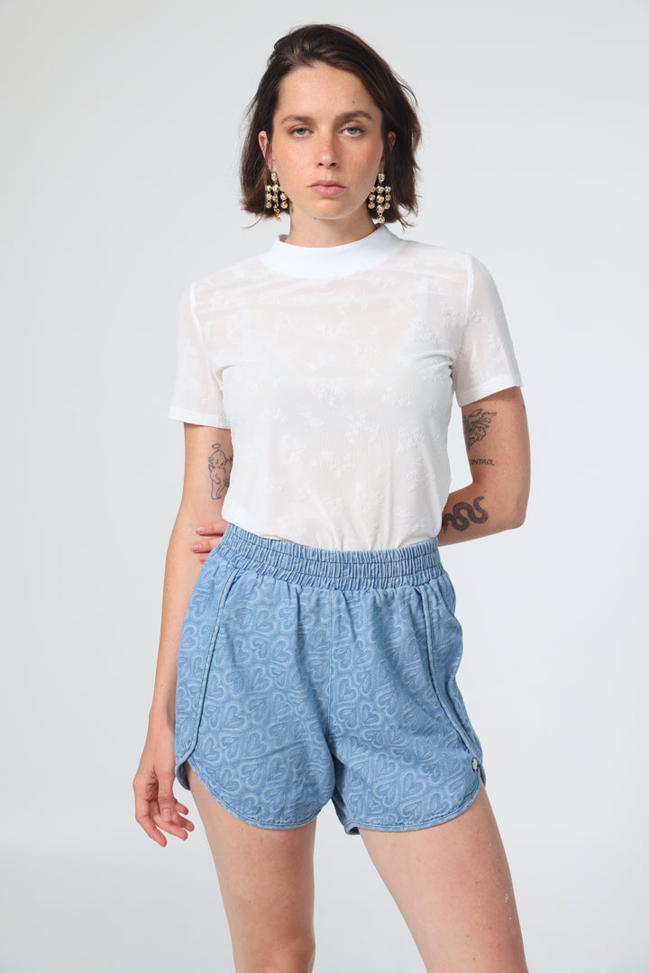 Buni's Hearts Blue Denim Shorts
