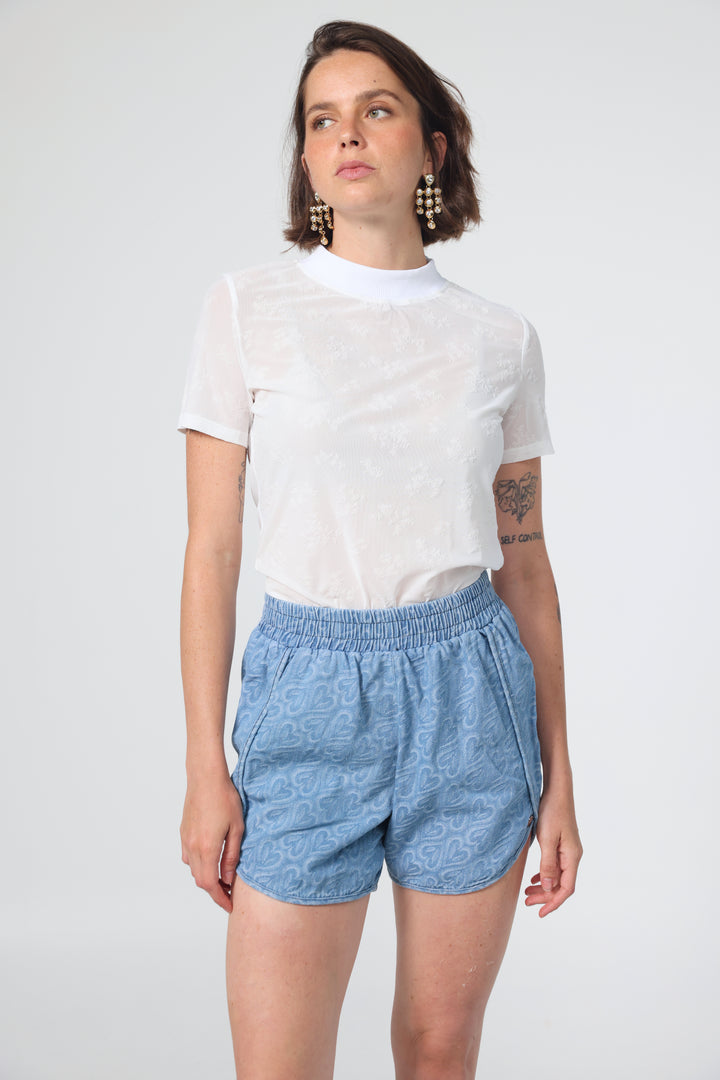 Buni's Hearts Blue Denim Shorts