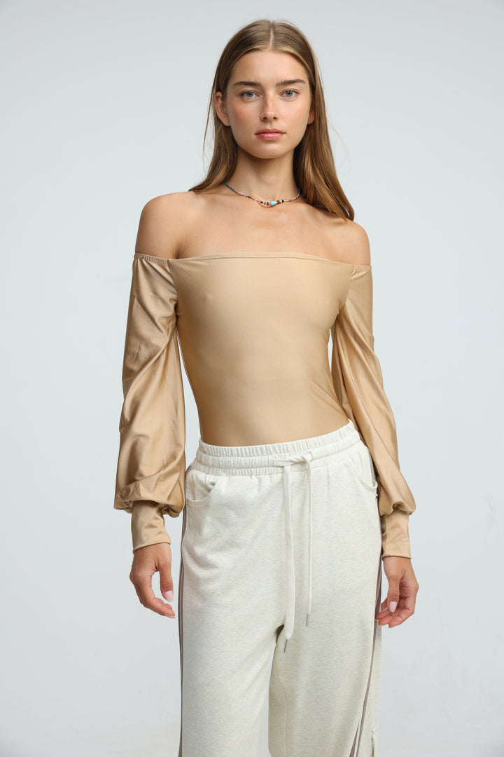 Era Gold Off Shoulder Bodysuit