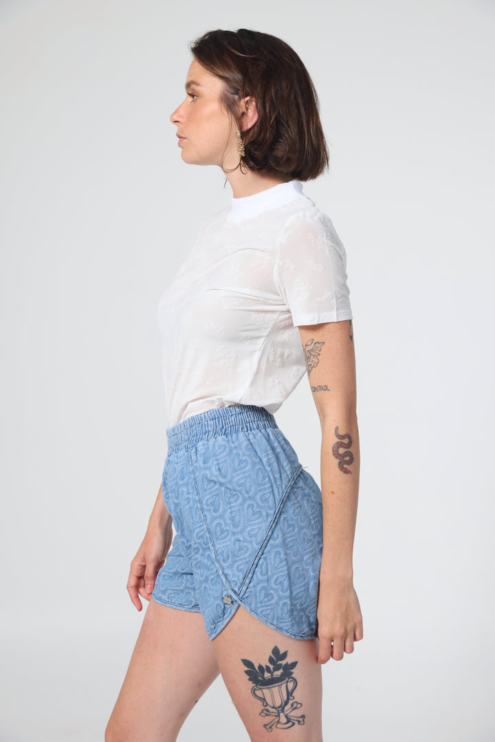 Buni's Hearts Blue Denim Shorts