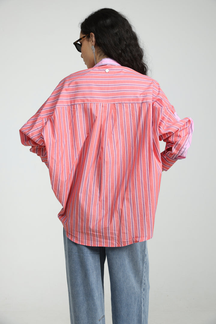 Mixed Stripe Pink Buttoned Shirt