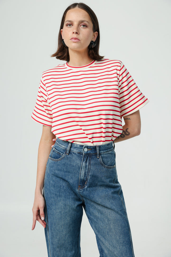 Gifted Cream Striped T-Shirt
