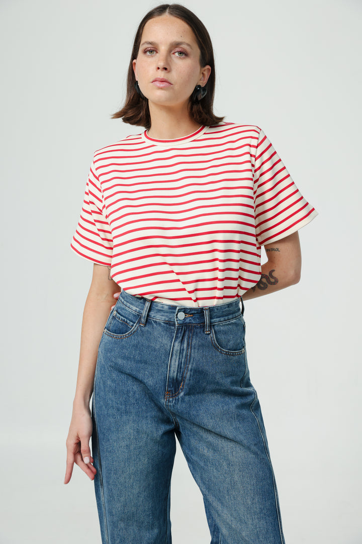 Gifted Cream Striped T-Shirt