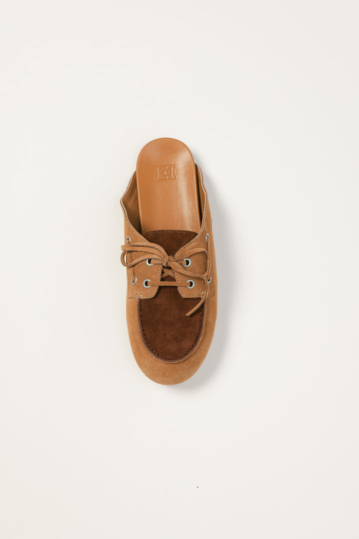 Camel/Brown Suede Moccasin Mule