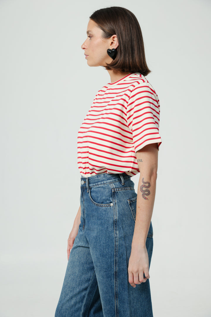 Gifted Cream Striped T-Shirt