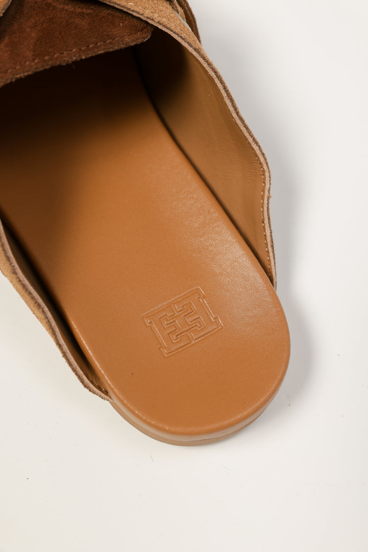 Camel/Brown Suede Moccasin Mule