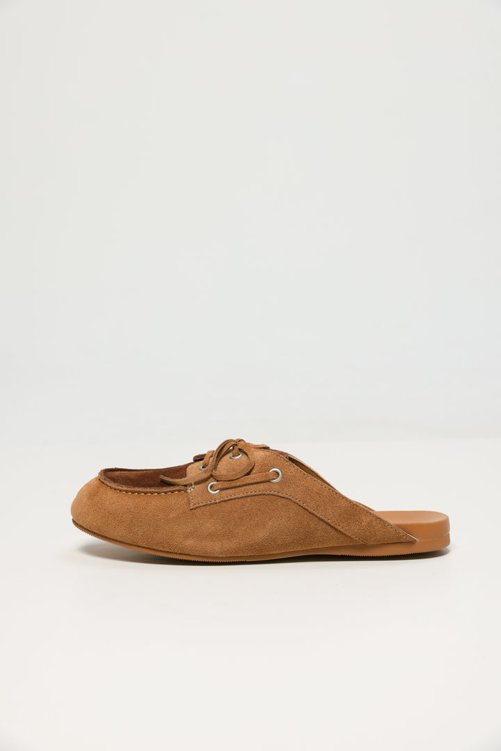 Camel/Brown Suede Moccasin Mule