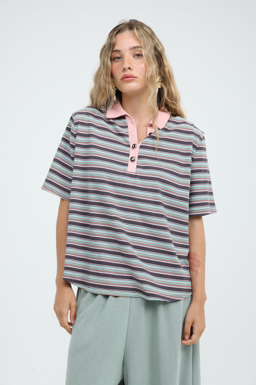 Forward Purple Striped Padded Polo