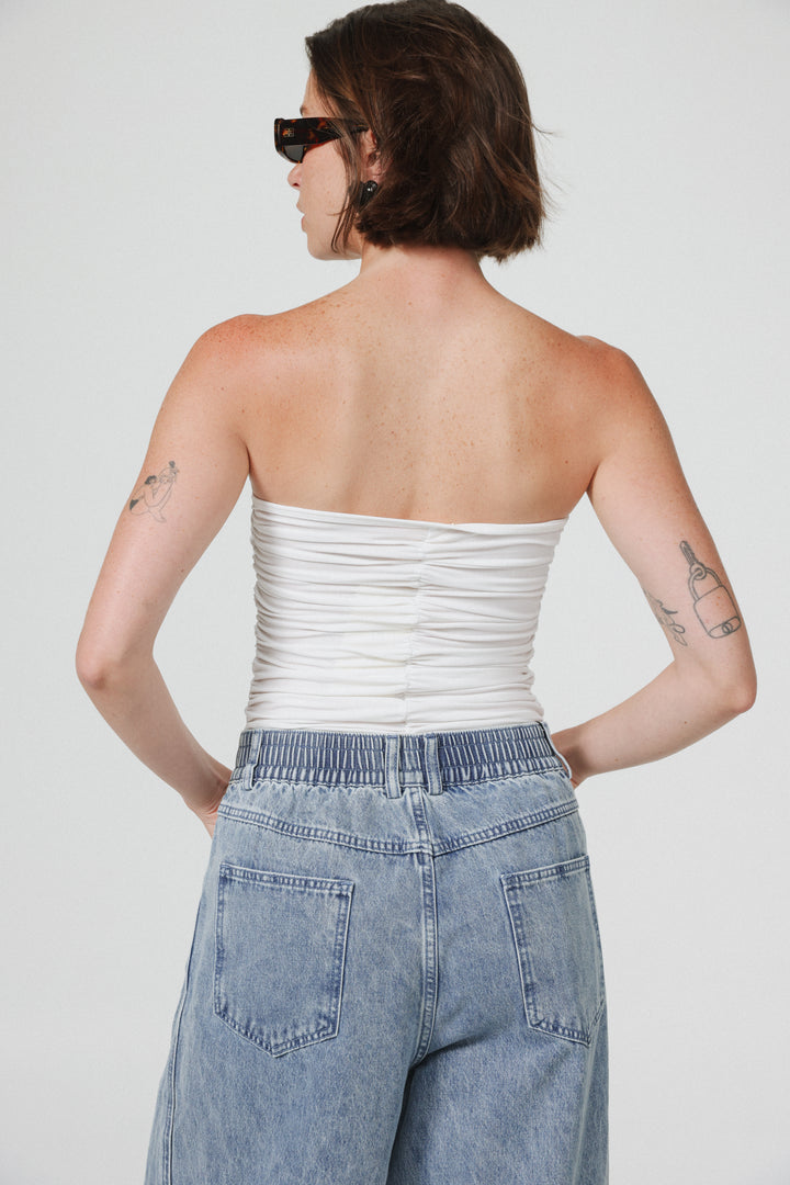 Livi White Strapless Top