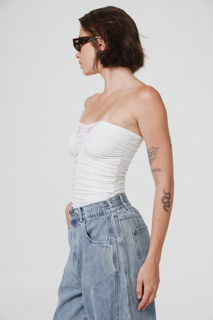 Livi White Strapless Top