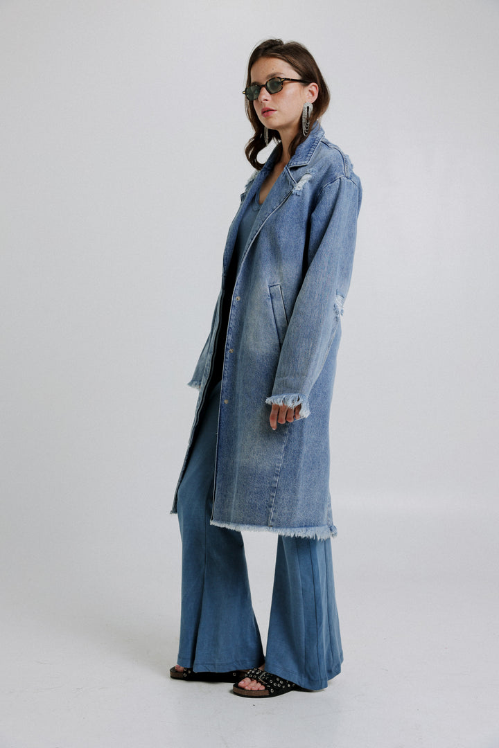 ג'קט ג'ינס ארוך לנשים EE Long Denim Jacket 