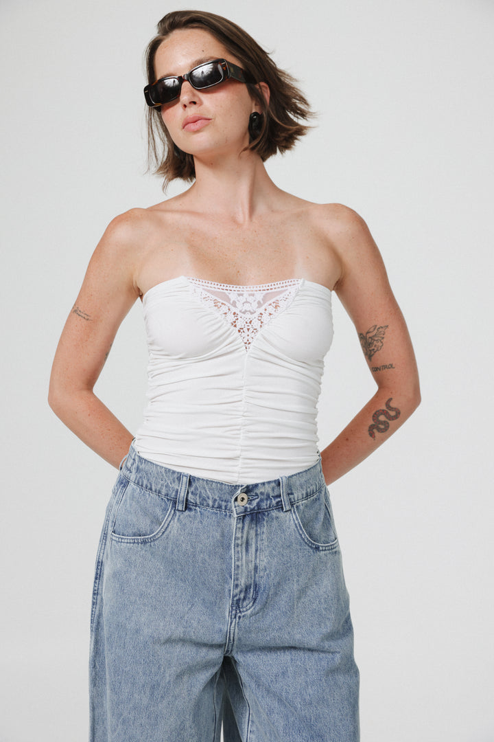 Livi White Strapless Top