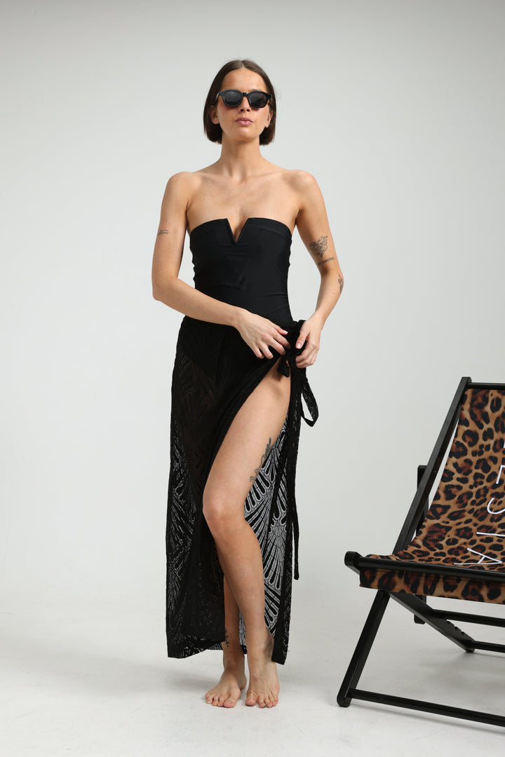 Lacy Black Wrap Skirt