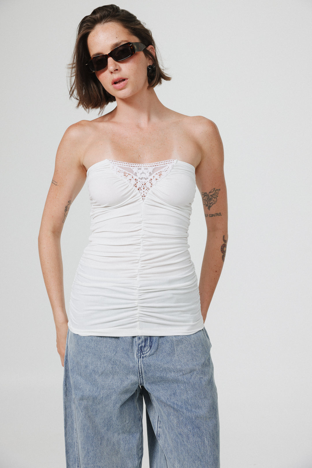 Livi White Strapless Top