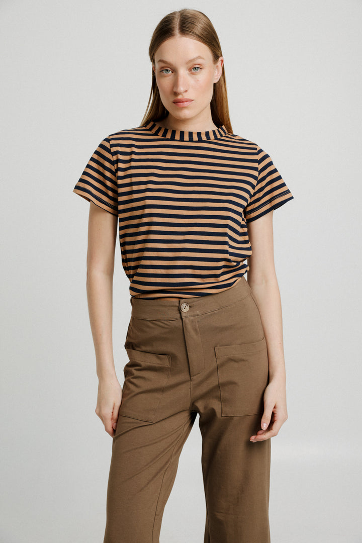 School Brown Stripes T-Shirt