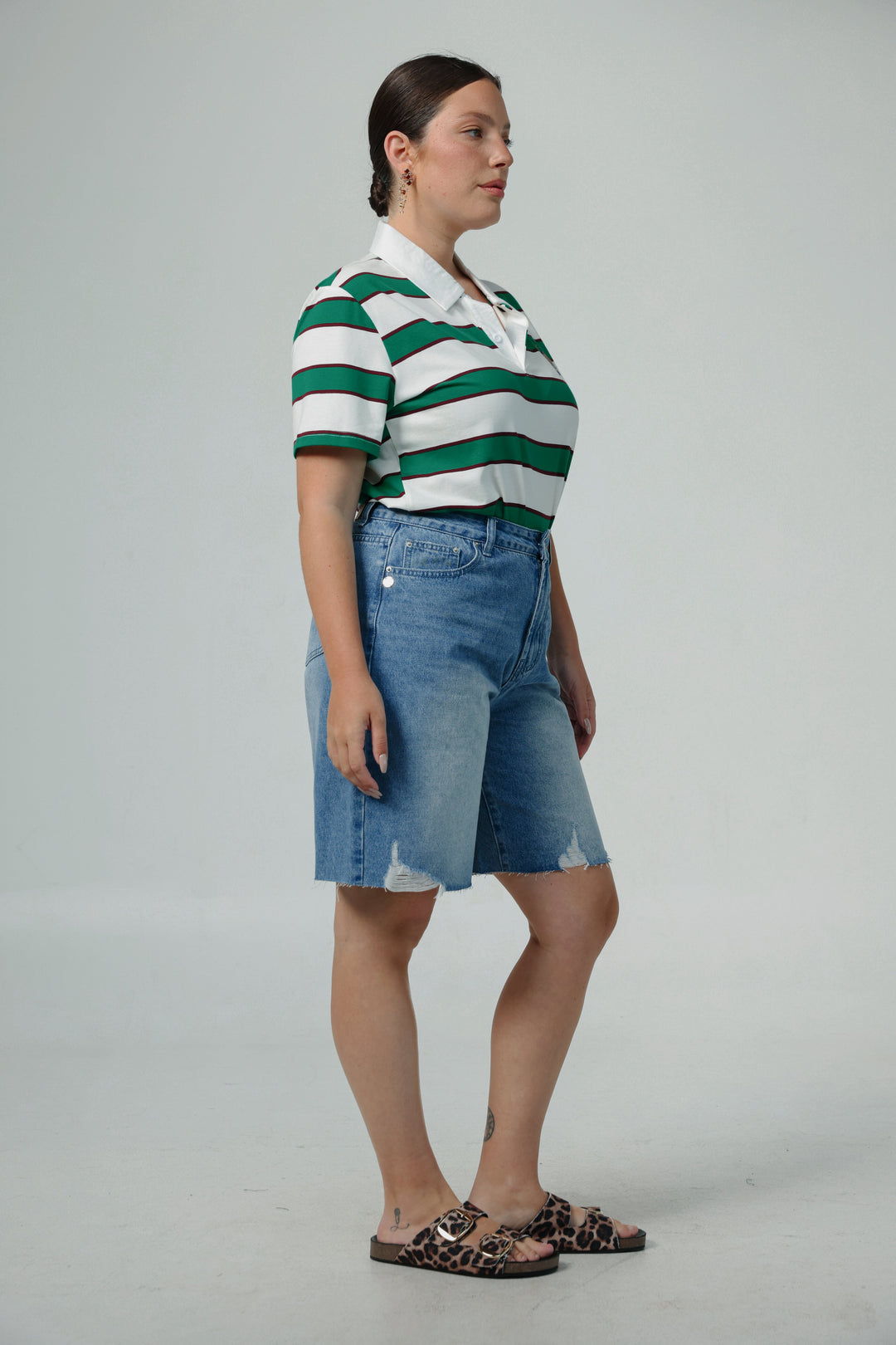 Nadal Green Striped Polo