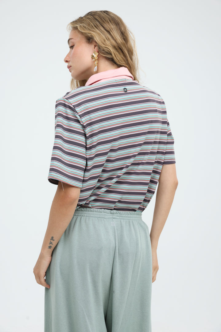 Forward Purple Striped Padded Polo