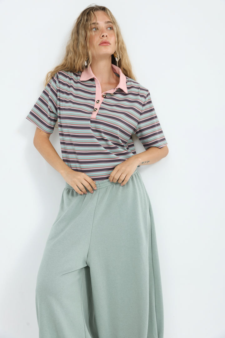 Forward Purple Striped Padded Polo