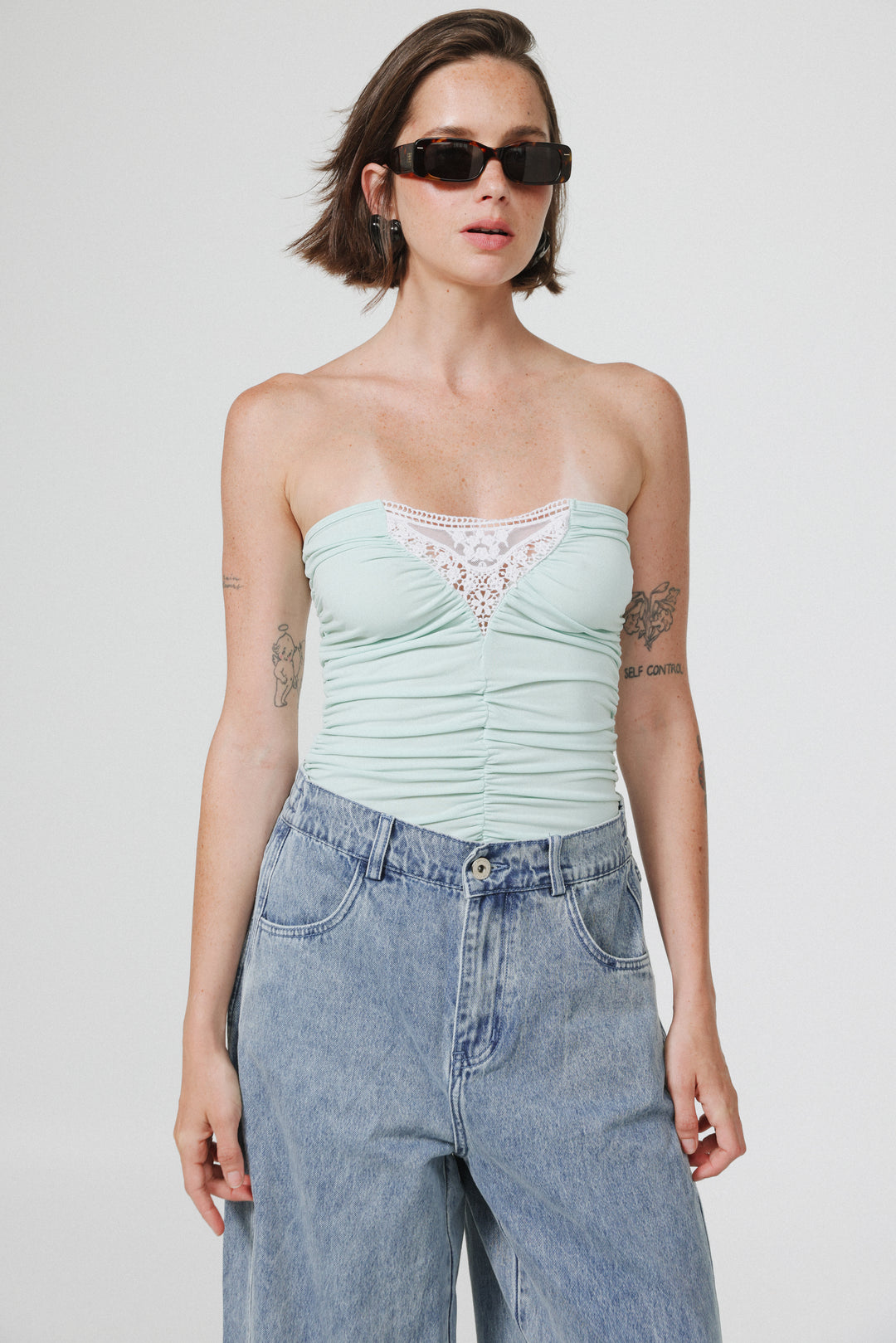 Livi Mint Strapless Top