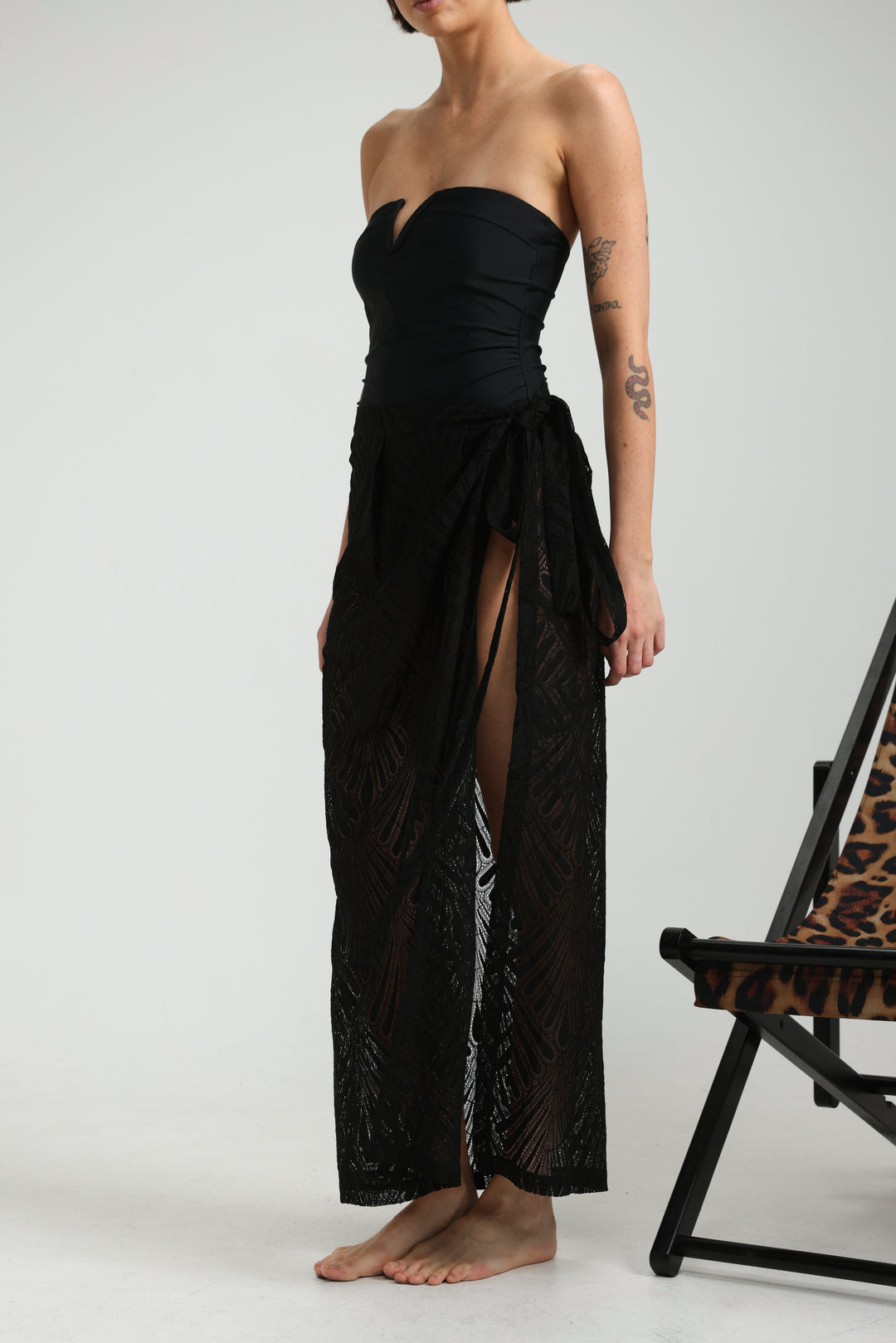 Lacy Black Wrap Skirt