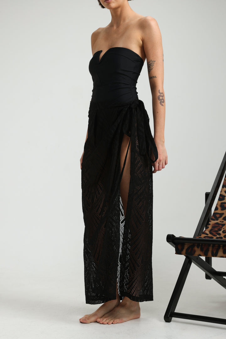 Lacy Black Wrap Skirt