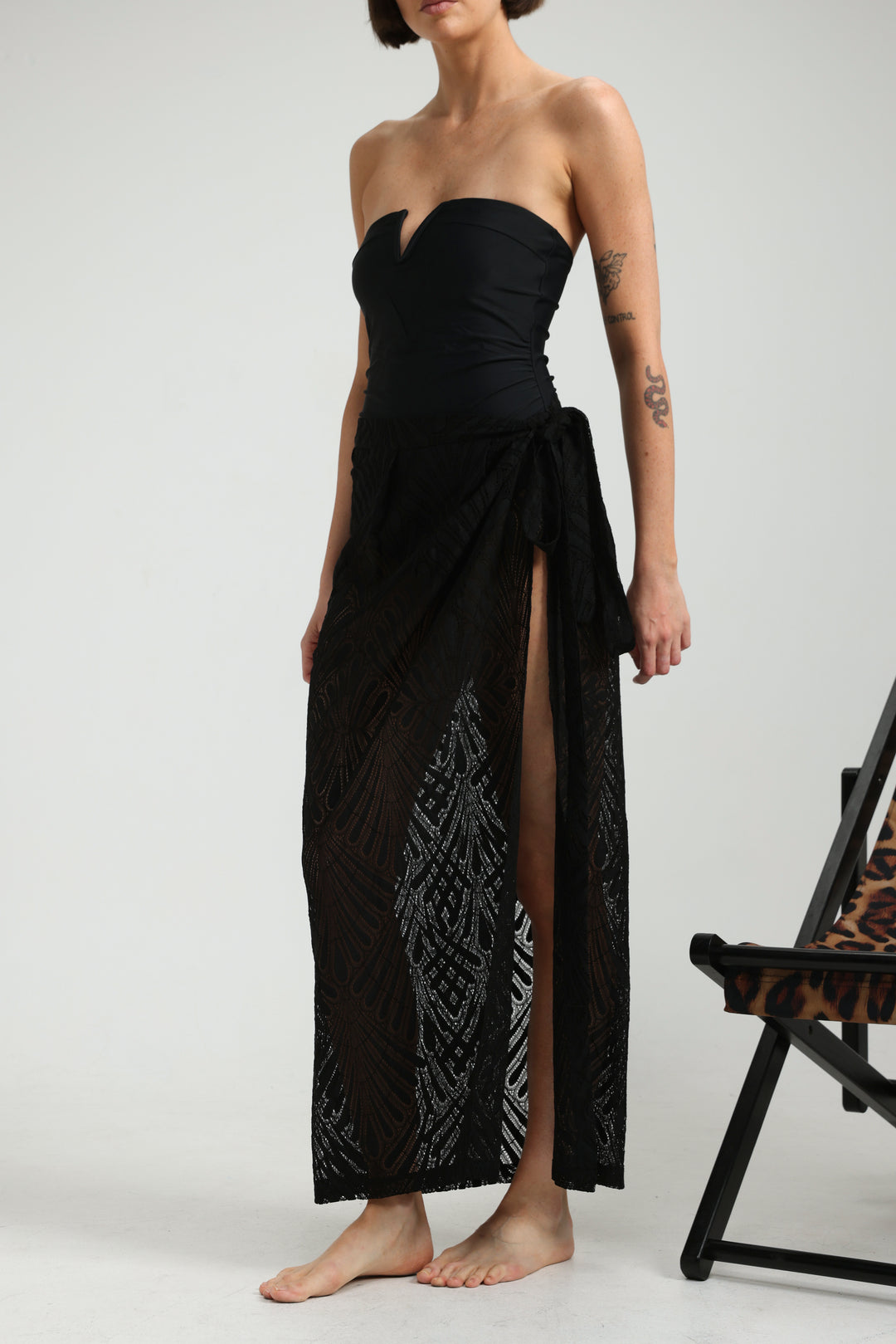 Lacy Black Wrap Skirt