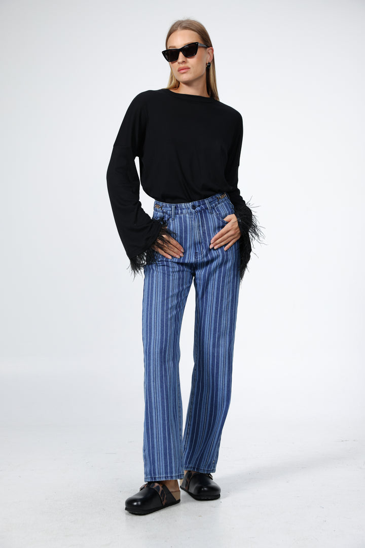 Boyfriend Black Feathers Shirt