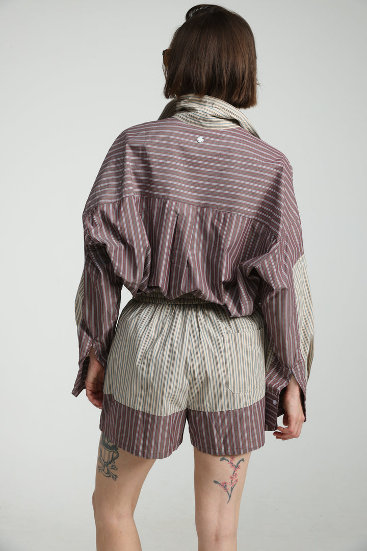 Mixed Stripe Brown Shorts